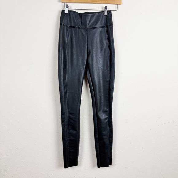 Wolford Edie Forming Black Vegan Leather Leggings Size 4